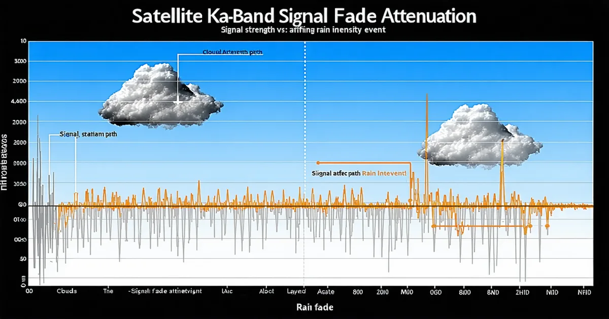 Ka-band rain fade attenuation diagram showing signal degradation during precipitation events